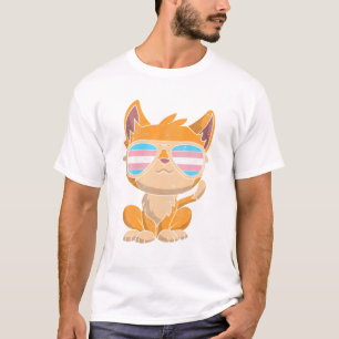 Funny Cat Sunglasses Transsexual Flag LGBT Pride T T-Shirt