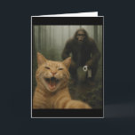 Funny Cat Surprised Happy Selfie With Bigfoot Sasq Card<br><div class="desc">Funny Cat Surprised Happy Selfie With Bigfoot Sasquatch</div>