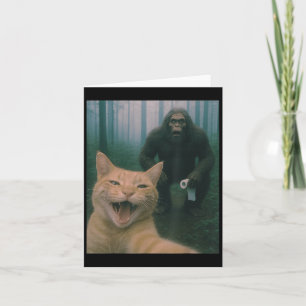 Funny Cat Surprised Happy Selfie With Bigfoot Sasq Card