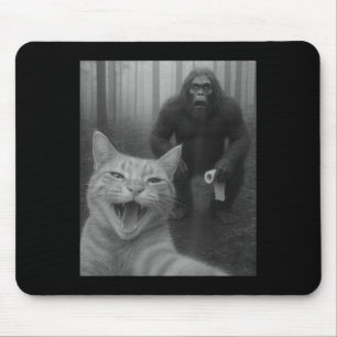 Funny Cat Surprised Happy Selfie With Bigfoot Sasq Mouse Mat
