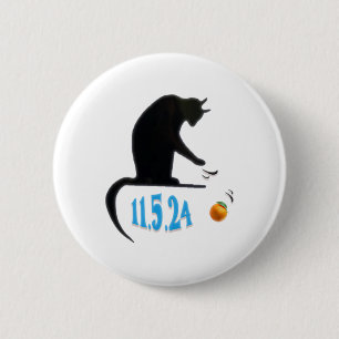 Funny Cat Swatting Orange Off Table On Election Da 6 Cm Round Badge