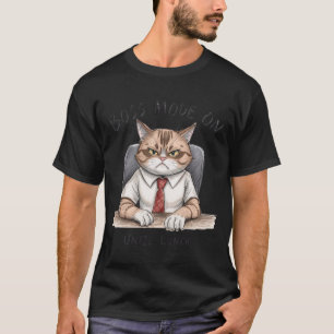 Funny Cat T-Shirt Boss Mode On Until Lunch