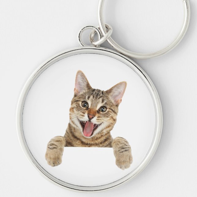 Funny cat T-Shirt Key Ring (Front)