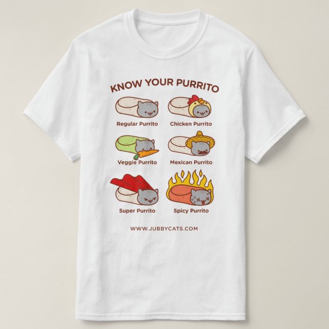 Funny Cat T-SHIRT - KNOW YOUR PURRITO (Design Front)