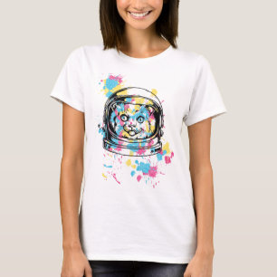 Funny Cat T Shirt Space Cat Alien Kitten Astronaut