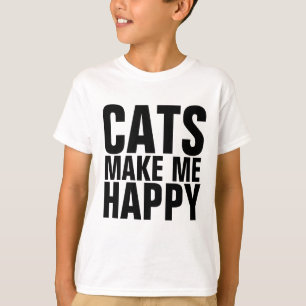 Funny CAT t-shirts for Kids, CATS MAKE ME HAPPY