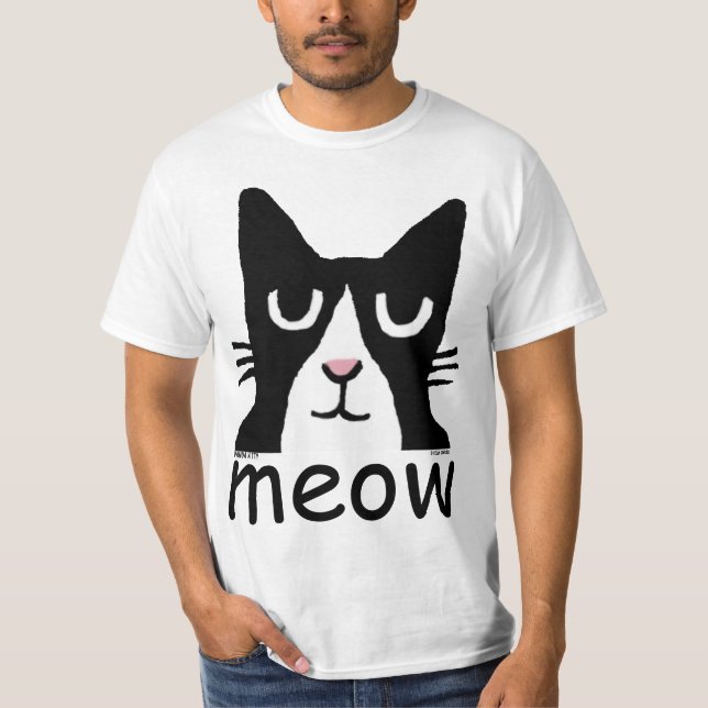 Funny Cat t-shirts, Panda Kitty, MEOW T-Shirt (Front)