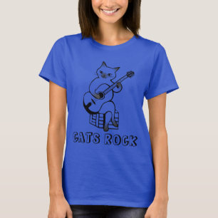 Funny Cat T-shirts, Playing guitar, CATS ROCK T-Shirt