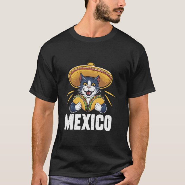 Funny Cat Taco Lover Mariachi Music Mexico T-Shirt (Front)