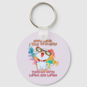 Funny Cat Talking to Itself –Cute and Humourous Ca Key Ring