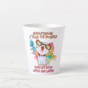 Funny Cat Talking to Itself –Cute and Humourous Ca Latte Mug