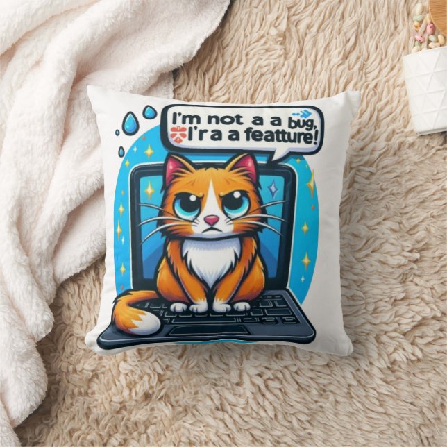 Funny Cat Tech Meme Pillow  | Cute Geek Home Decor (Blanket)