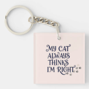 Funny Cat Text Key Ring