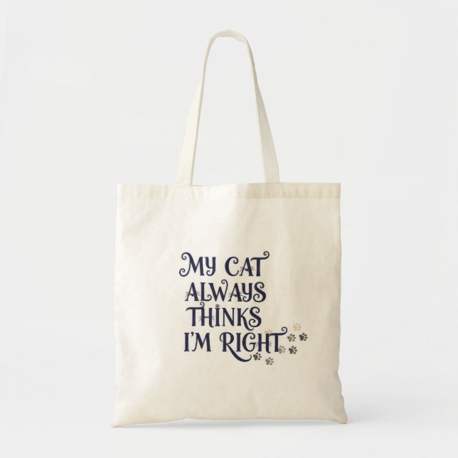 Funny Cat Text Tote Bag (Front)