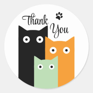 Funny Cat, Thank You Classic Round Sticker