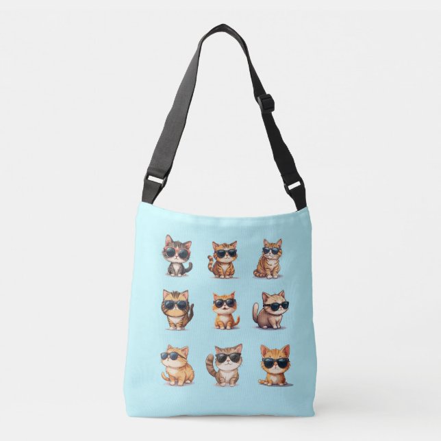 Funny Cat Theme Casual Cross Body Tote (Front)