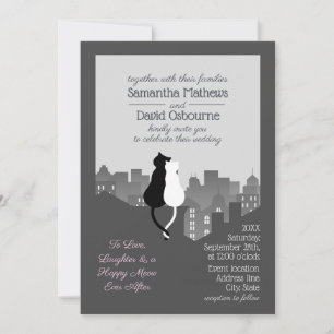Funny Cat themed wedding design invitation