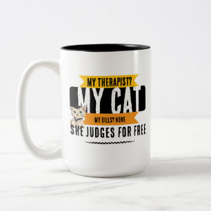 Funny Cat Therapist Quote Humour for Cat Lovers Two-Tone Coffee Mug