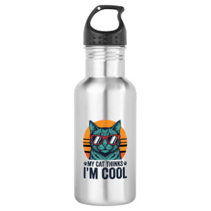 Funny Cat Thinks Im Cool Vintage 532 Ml Water Bottle