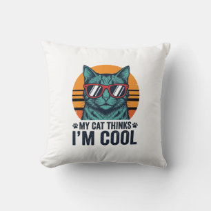Funny Cat Thinks Im Cool Vintage Cushion