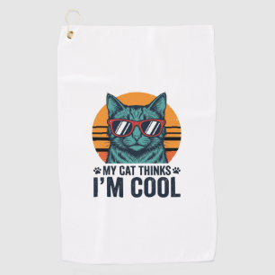 Funny Cat Thinks Im Cool Vintage Golf Towel