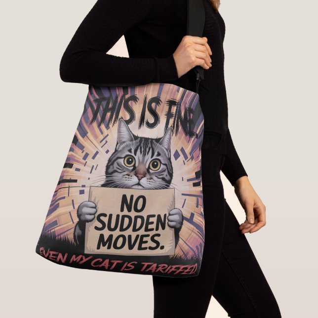 Funny Cat This Is Fine Gift Crossbody Bag (Close Up)