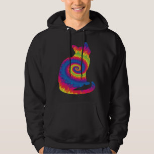 Funny Cat Tie Dye Rainbow Hippie Costume Hippy The Hoodie