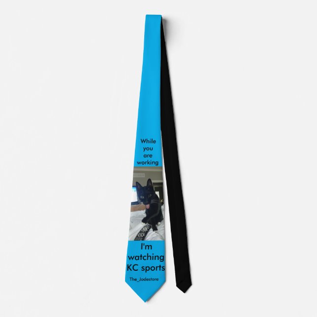 funny cat tongue remote KC sports tie (Front)