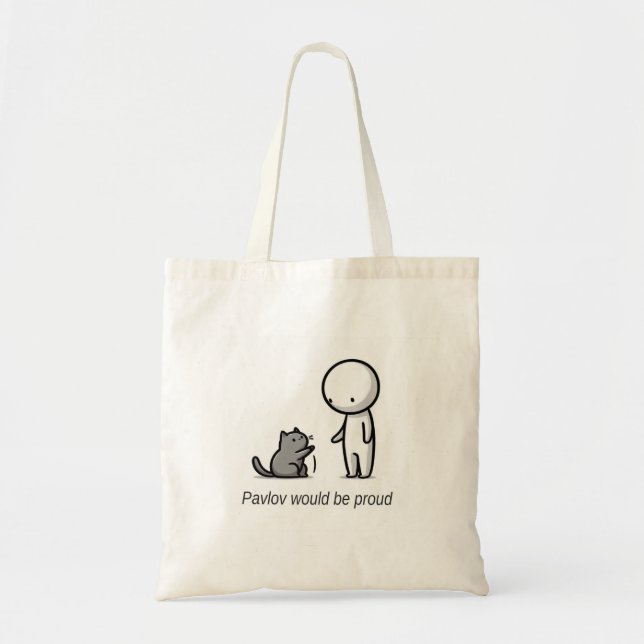 Funny cat tote bag: Pavlov would be proud. Bag (Front)