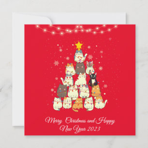 Funny cat tree christmas  holiday card