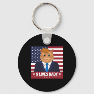 Funny Cat Trump 9 Lives Baby Funny Vote For Trump  Key Ring