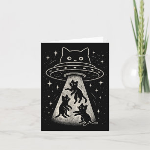 Funny Cat Ufo Cute Kitty Space Spaceship Alien Aes Card
