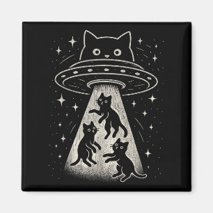 Funny Cat Ufo Cute Kitty Space Spaceship Alien Aes Magnet