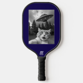 Funny Cat UFO Selfie Pickleball Paddle