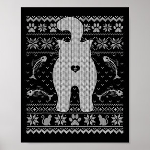 Funny Cat Ugly Christmas Sweater Family Matching X Poster