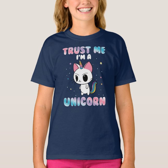 Funny Cat Unicorn Saying Birthday T-Shirt (Front)