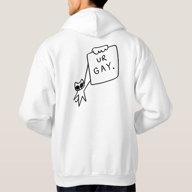 funny Cat “UR GAY” Hoodie Bold Minimalist Design  (Back)