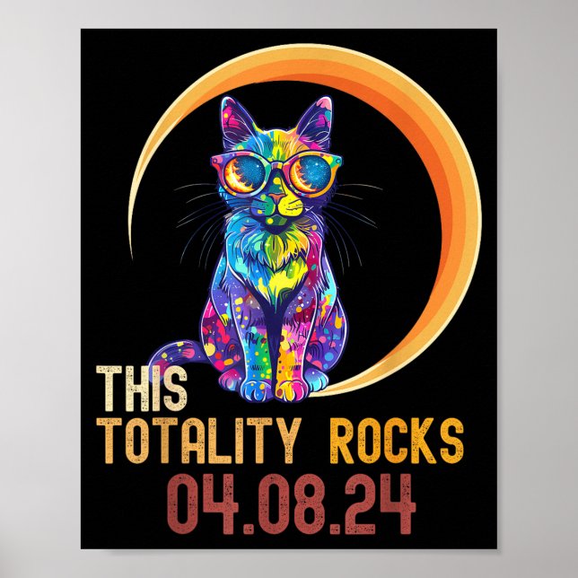 Funny Cat Usa Solar Eclipse Totality Poster (Front)