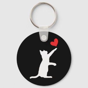 Funny Cat Valentine Cute Heart Cat Lover Valentine Key Ring