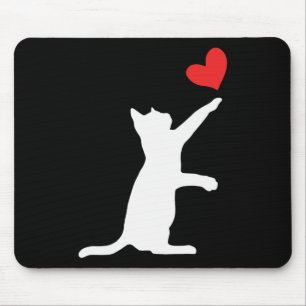 Funny Cat Valentine Cute Heart Cat Lover Valentine Mouse Mat