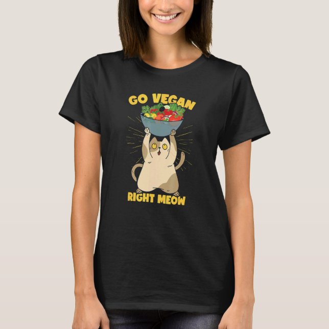 Funny Cat Veganism Plant Based Vegan T-Shirt (Front)