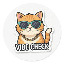 Funny Cat Vibe Check Sticker Cute Aesthetic