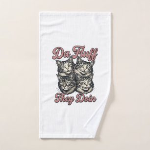 Funny Cat Vintage Engraving Da Fluff They Doin Des Hand Towel