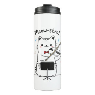 Funny Cat Violin Player Violinist Musician Thermal Tumbler