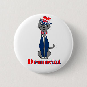 Funny Cat Vote Democat Politics 6 Cm Round Badge