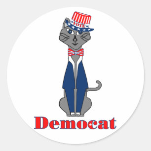 Funny Cat Vote Democat Politics Classic Round Sticker