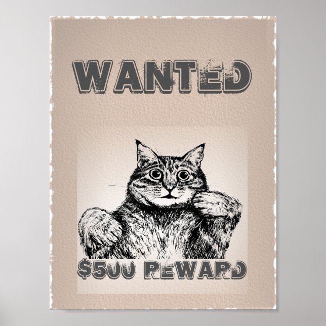 Funny Cat Wanted Poster (Front)