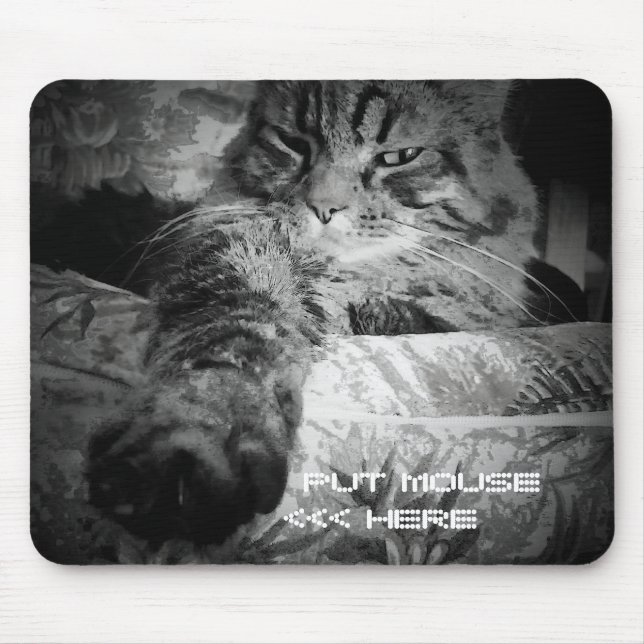 Funny cat wants mouse mouse mat (Front)