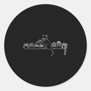 Funny Cat Water Plants Lover Planting Gardening Ho Classic Round Sticker