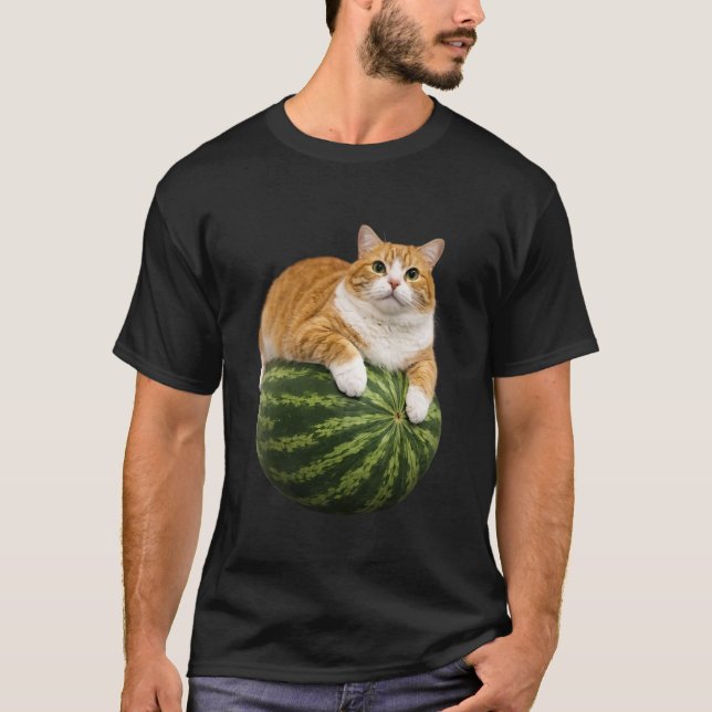 Funny Cat Watermelon Cats Meme Lover T-Shirt (Front)